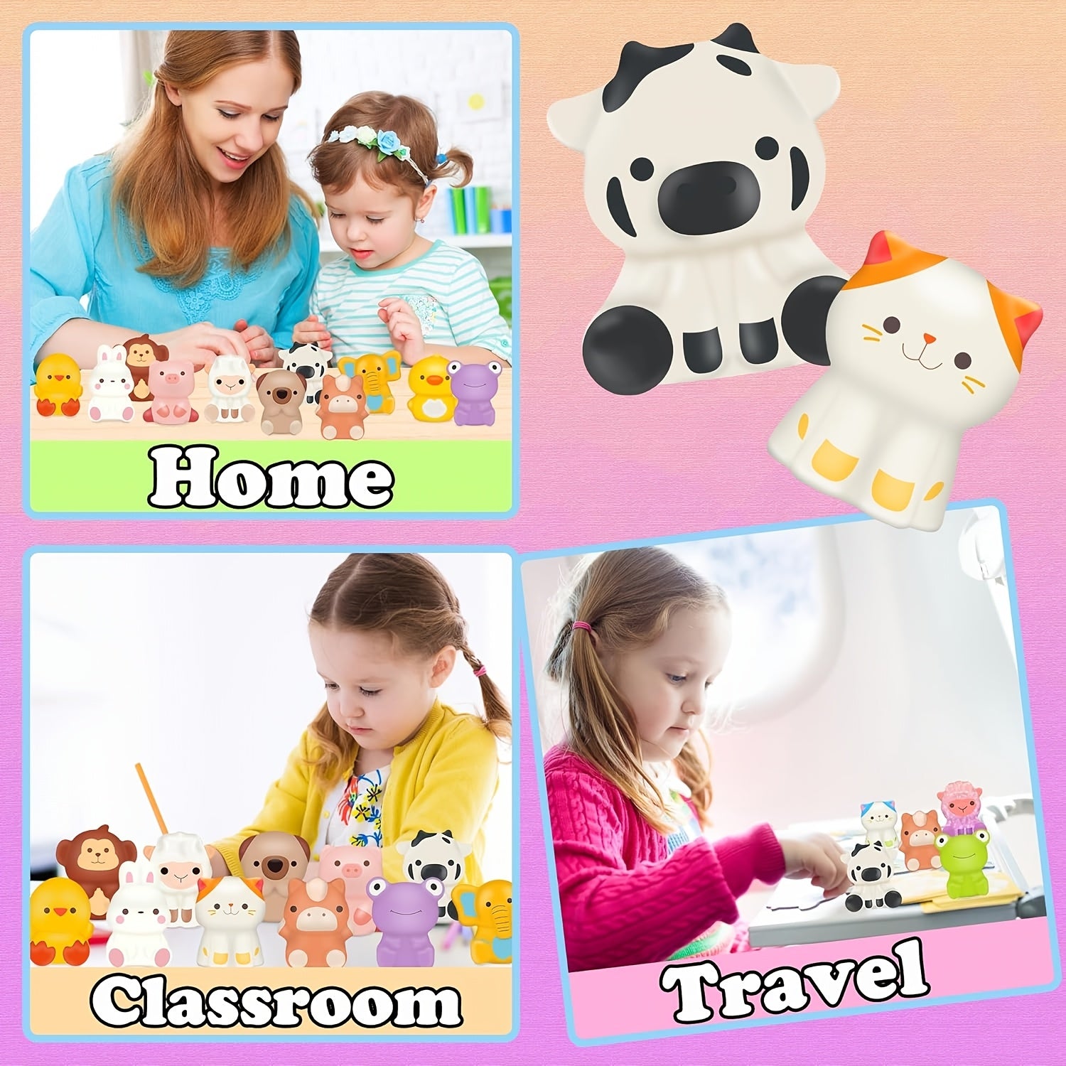 24pcs Animal Soft Toys - Cute Animal Relaxation Toys That Can Be Used As Classroom Prizes, Birthday Gifts for Boys And Girls, Valentine's Day Gifts for Each Other, Kids Party Favors And Love Letters, Classroom Party Favors | 24pcs In Fun Shapes
