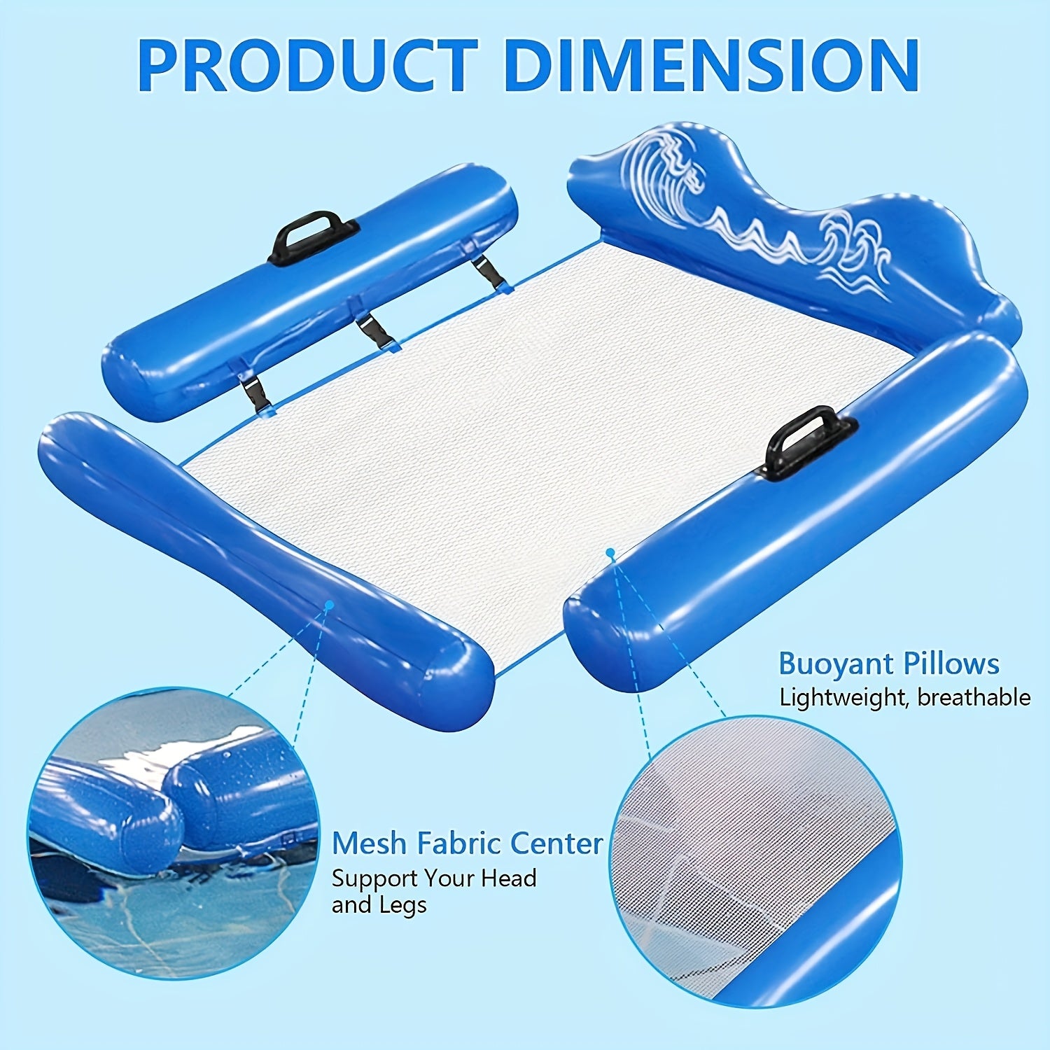 Air-Filled Water Hammock - a Lounge Chair for Adults to Float in The Pool, Made from Sturdy PVC, Featuring Bright Mixed Colors And a Comfortable Ergonomic Design for Swimming, Relaxing by The Pool
