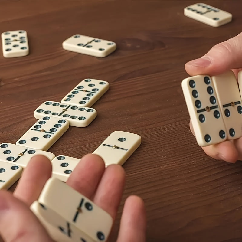 Double 6 Dominoes Set - Classic Family Game Night, Smooth End 28pcs Set in Stylish Wooden Case Perfect for Gatherings And Fun-Filled Evenings