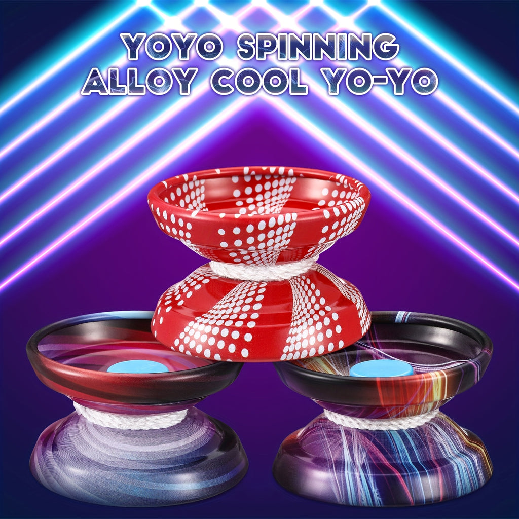 [4pcs Yoyo Ball] 4pcs Yoyo Alloy Responsive Ball, Metal Yoyo String Trick Ball for Beginners, Boys, Adult Players Auto Return Technology Ball (Multi Style)
