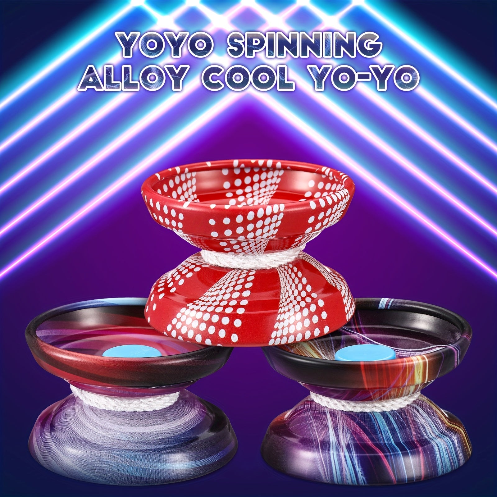 [4pcs Yoyo Ball] 4pcs Yoyo Alloy Responsive Ball, Metal Yoyo String Trick Ball for Beginners, Boys, Adult Players Auto Return Technology Ball (Multi Style)