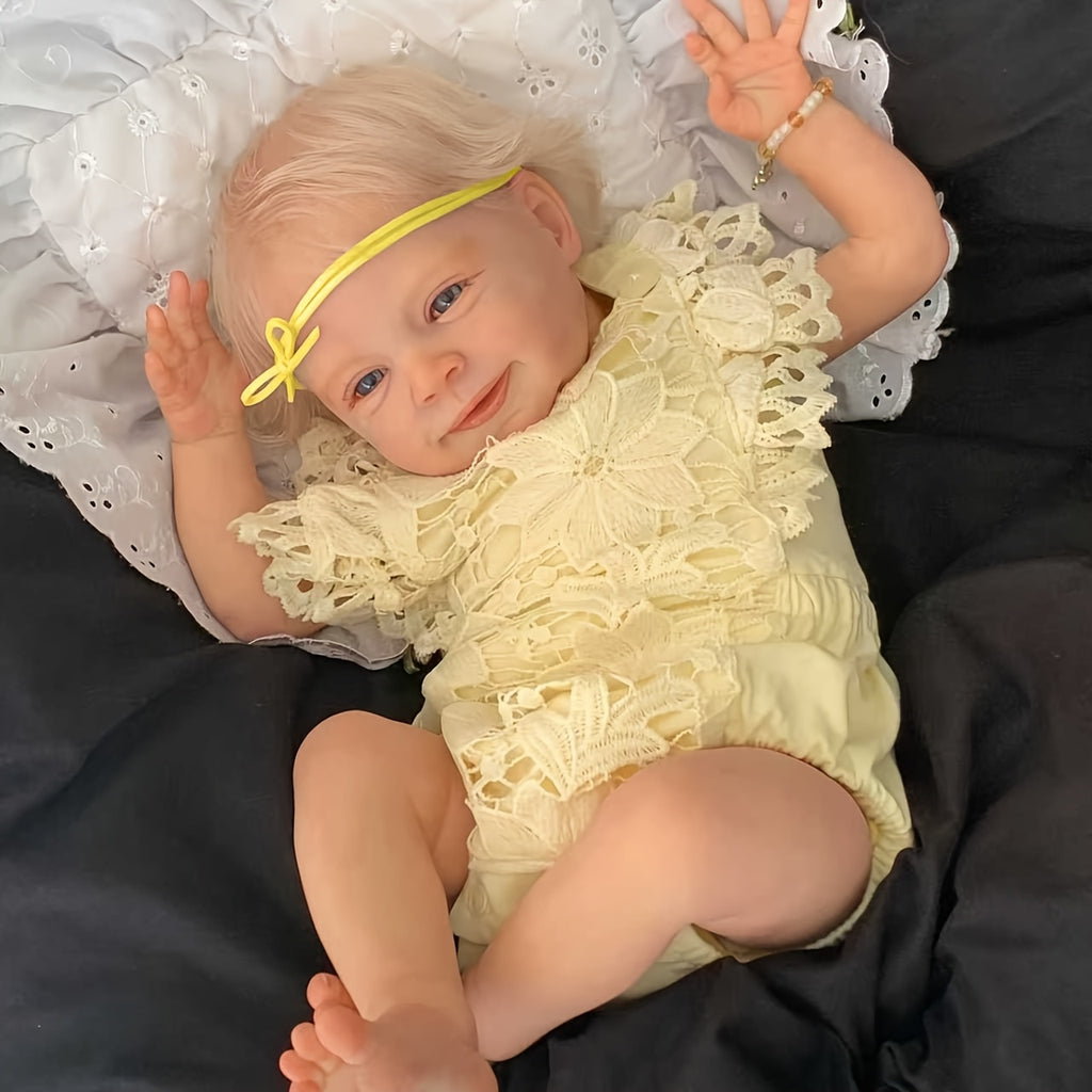 19-Inch Lifelike Reborn Youngsters Doll with Hand-Rooted Blonde Hair, Soft Vinyl Body, and Realistic Details - Includes Soothing Item, Bottle, and Birth Certificate - Perfect Christmas Gift for Youngsters Ages 3-6, Youngsters Doll Clothes