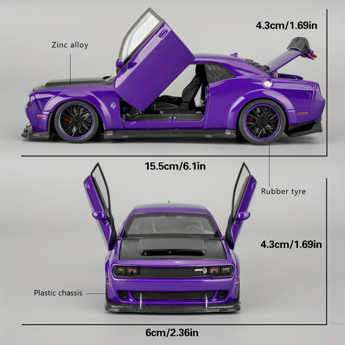 1:32 Scale Dodge Hellcat Alloy Die-Cast Car Model - Openable Doors, with Display Base, Collectible Mini Vehicle, Exquisite Ornament And Gift for Friends, Birthday, Christmas, New Year