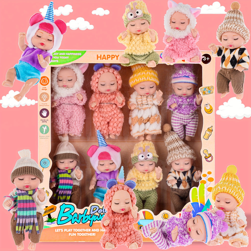 [Christmas Gift] 8 Pack Mini Baby Dolls - 4 Inch Lifelike Baby Dolls for Girls, New Year's Gift, Christmas Gift for Girls 3-6, 6-12