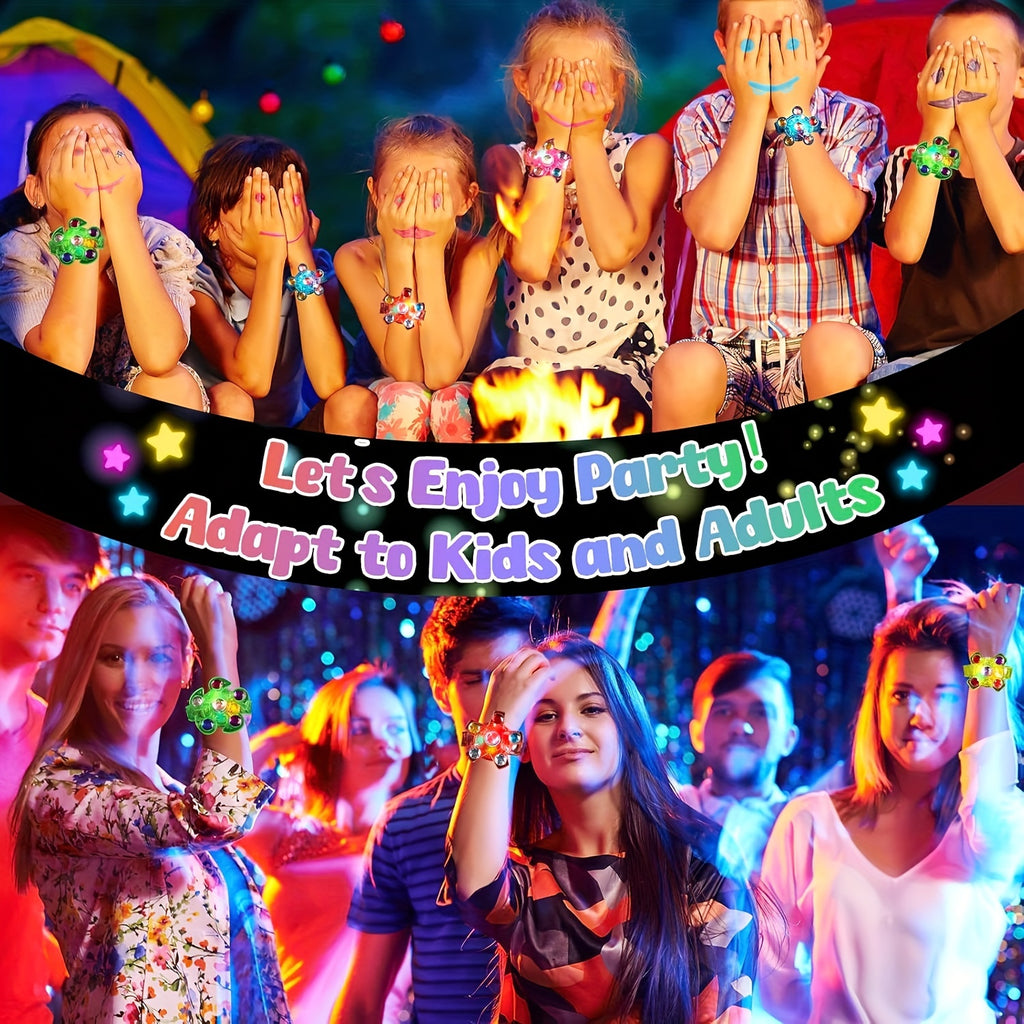 MEZHOBBY LED Illuminated Wristbands, Glowing Party Gifts, LED Light Fidget Spinner Wristbands for Children, Birthday Presents, Classroom Rewards, And Goodie Bag Fillers for Boys And Girls (12/30)