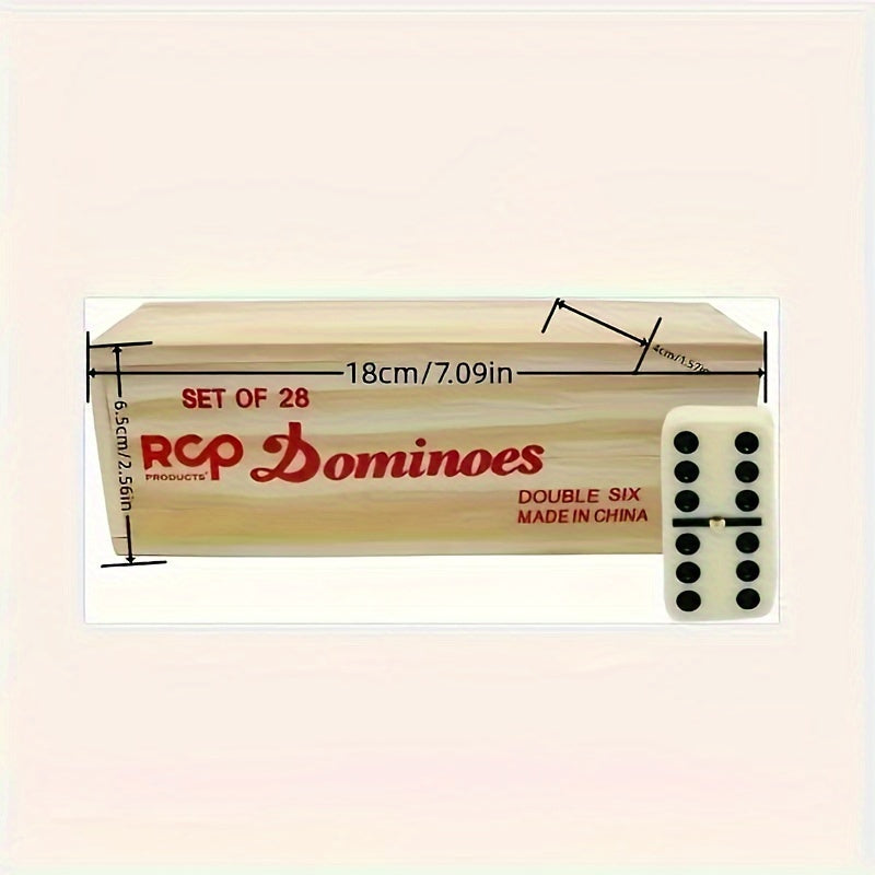 Double 6 Dominoes Set - Classic Family Game Night, Smooth End 28pcs Set in Stylish Wooden Case Perfect for Gatherings And Fun-Filled Evenings