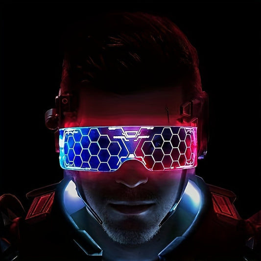 1pc Men'S LED Visor Colorful Glasses, Luminous Cyberpunk Futuristic Glow Cosplay Glasses, Halloween Day Party Dance Show Decorations Christmas Gifts