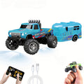 Mini RC Truck Toy, 2.4GHz Off-Road Alloy Truck, 1:64 Scale Mini RC Truck (with Trailer, Body Lights & Headlights), Crawler Toy, Adjustable Speed/Steering, Collectible Truck Model, Perfect Holiday Gift