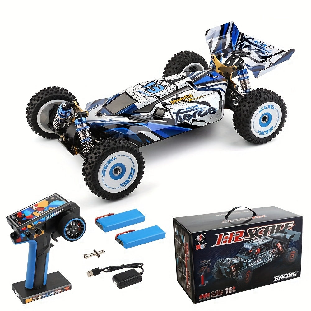 [Remote Control Toys] Wltoys 124017 75KM/H 4WD RC Car Professional Racing Car Brushless Electric High Speed Off-Road Drift Remote Control Toys for Boys With 2 Batteries