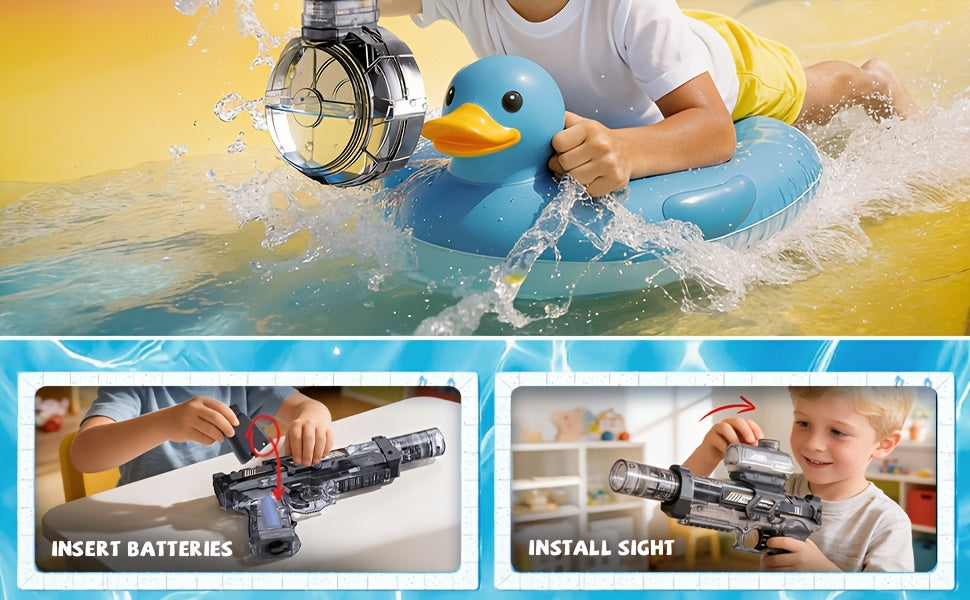 Electric Water Gun Automatic Squirt Guns for Boys And Girls with Sound, High Capacity Water Blaster with Long Range for Kids Ages 3-6, Summer Outdoor Pool Beach Party Toys Gift