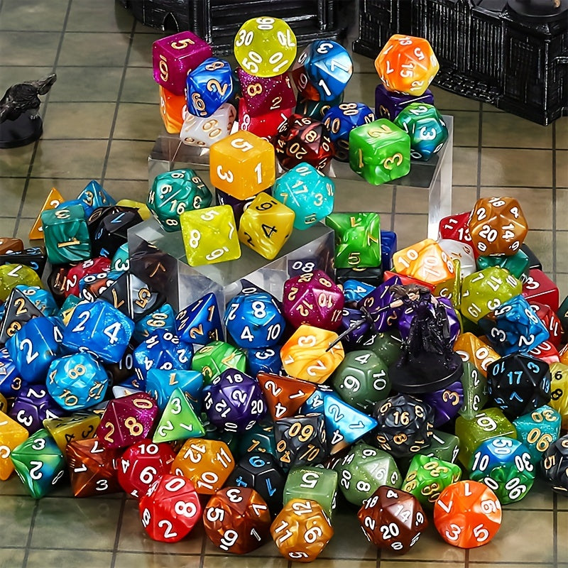 DND Double-Colors Polyhedral Dice Sets for Dungeons And Dragons D&D RPG MTG Table Games D4 D6 D8 D10 D% D12 D20 25 Colors Dice with 1 Large Flannel Bag, 25 X 7 (175pcs)