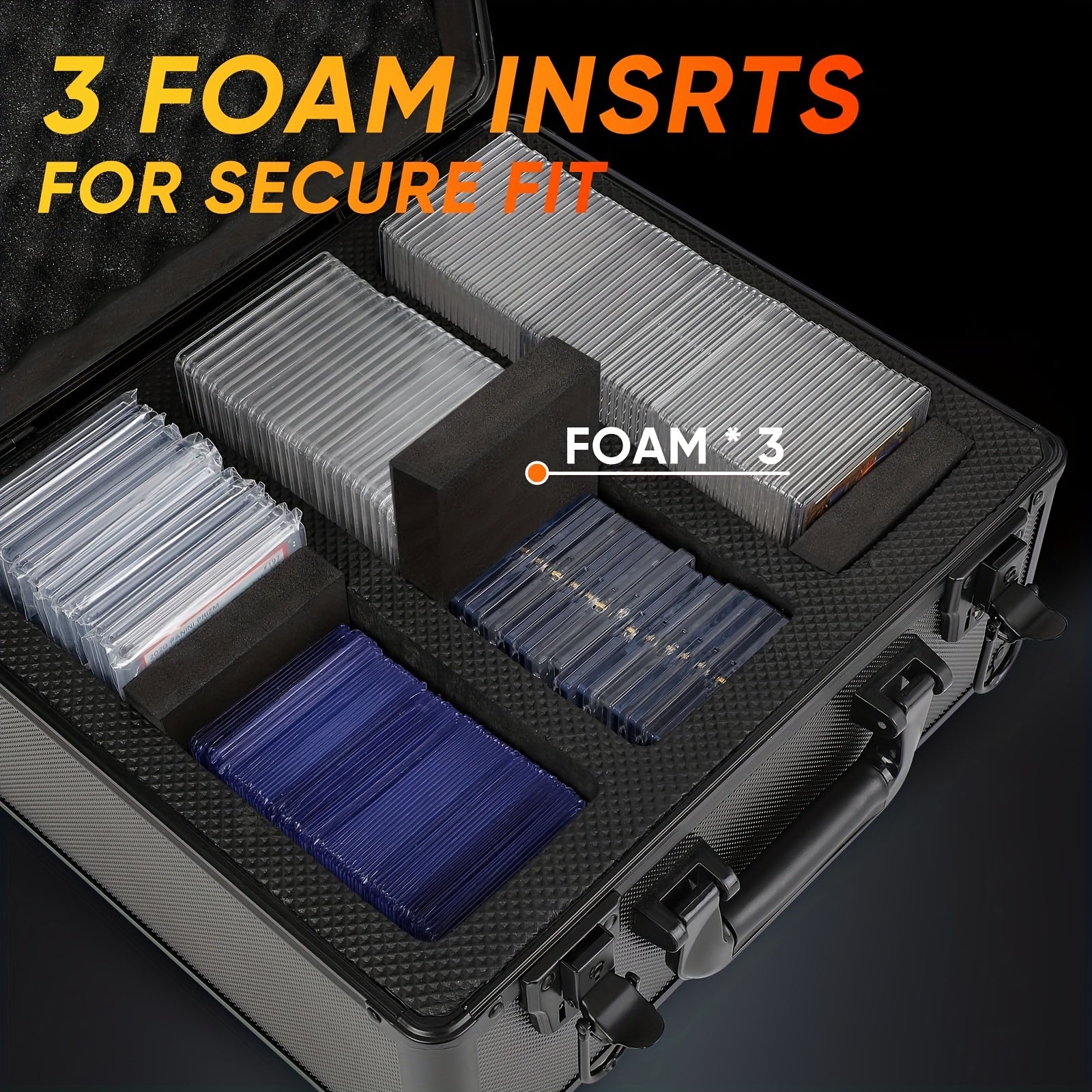 1pc-Three Compartments For PSA/BGS/FGS/SGC Trading Card Slabs-Card Brick Case- Size 13.5in* 11.5in* 7.1in Premium Graded Card Black Storage Box - Protects Slabs And Sleeved Cards For Collectors-Trading Card Storage Box, Carrying Case, Sports