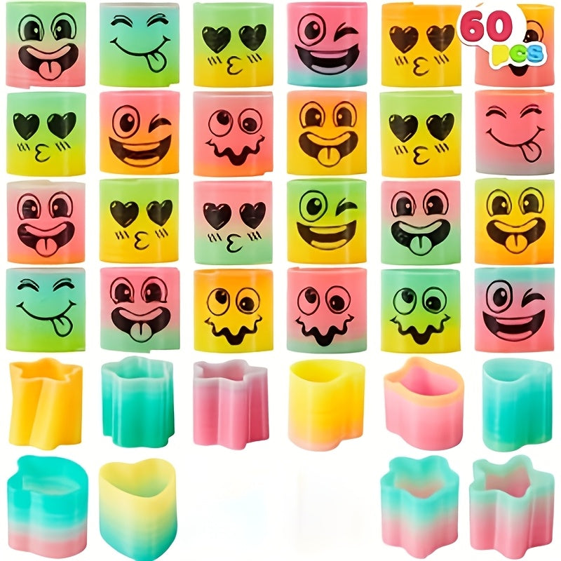 60pcs Spring Rainbow Party Favor, Plastic Toy, Fidget Stress Coil Mini Springs Bulk Toys for Carnival Prize Party, Goodie Bag Stuffers, 60pcs Party Favors for Kids Mini Spring Toys Plastic Coil Rainbow Fidget Toy Party Supplies for Birthday Goodie