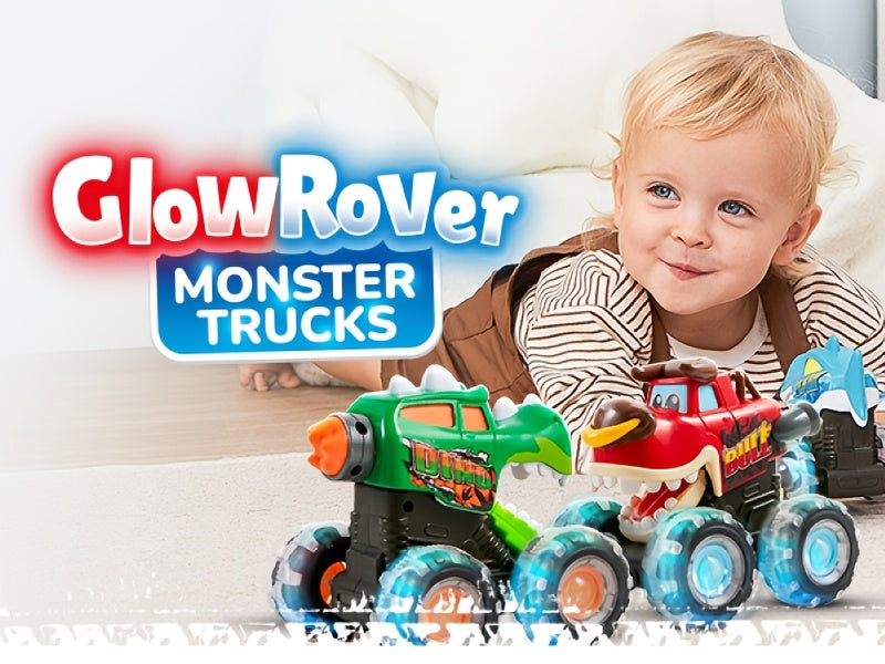 3 Packs Monster Truck Toy for Kids, Motion Activated Light-Up Cars for Toddlers - Monster Glow Rover LED Lightning Wheels, Press And Go Dinosaur Trucks, Baby Toy Present, Perfect Easter Birthday Gifts for Boys And Girls Age 708.66inch+