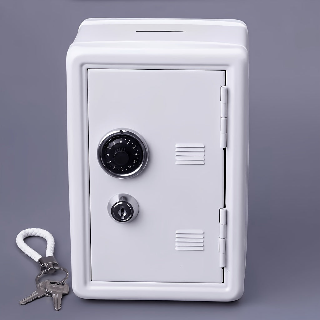 1pc Secure Metal Coin Bank Safe, Save Money Box Cash Storage Box with Key And Combination Lock, Small Money Bank with Removable Drawer, Home/office with Ideal for Back to School, Halloween, Christmas, New Year Gifts