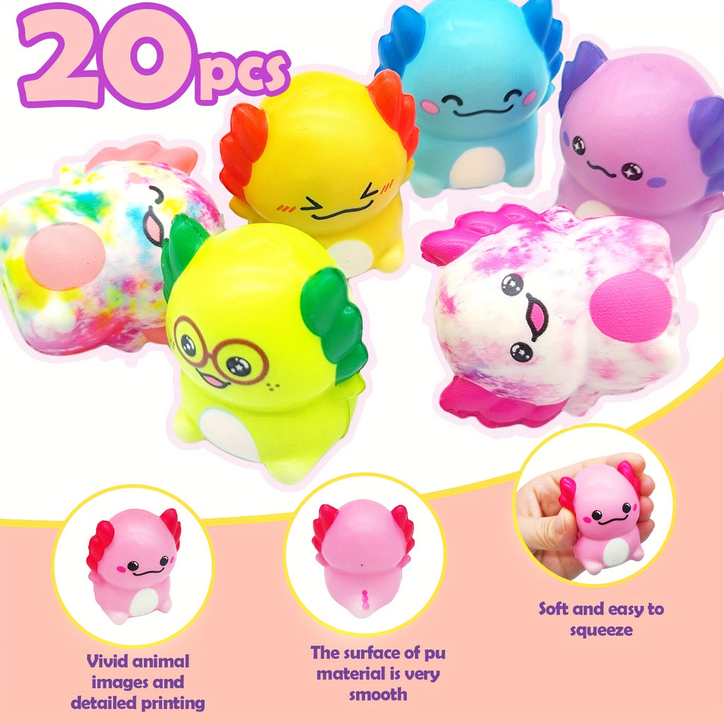 [Squishy Sensory Fidget Toys] 20PCS Axolotl Salamandrid Squishy Toys Slow Rising Toys Axolotl Salamandrid Slow Rising Toys Newt Toys Slow-Rise(Individually Wrapped)Small Foam Squishies Toys Ice-cream Shape Squishy Toy Squeeze Sensory Tall Fun Axolotl Fidg