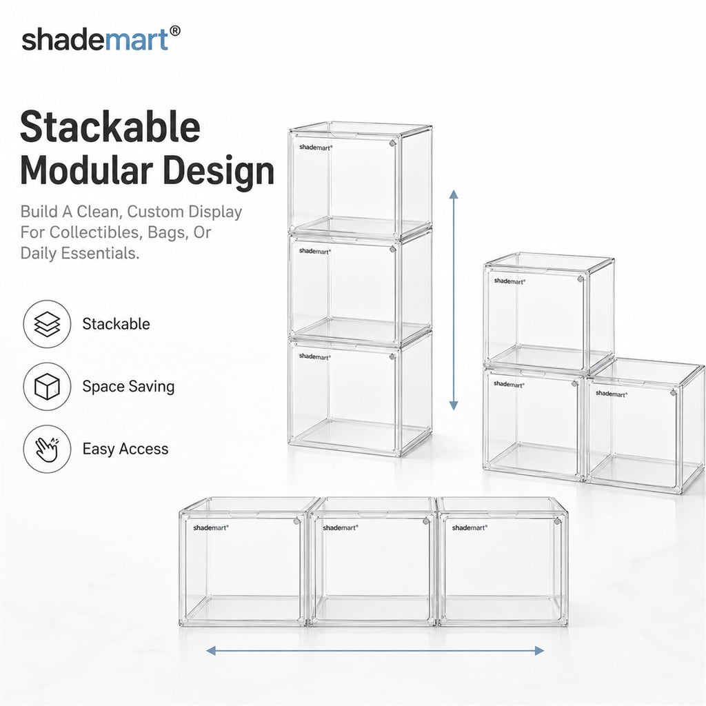 3pcs Clear Display Case Dustproof Storage Bins Containers Organizer Bag Show Box For Collectibles/ Car Model