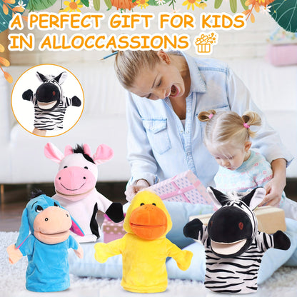 Collection of Four Hand Puppets, Perfect for Engaging Playtime, Ideal for Educational Purposes, Fosters Creativity And Joy, Great for Theatrical Performances, Birthday Presents, And Suitable for Nurseries And Classrooms