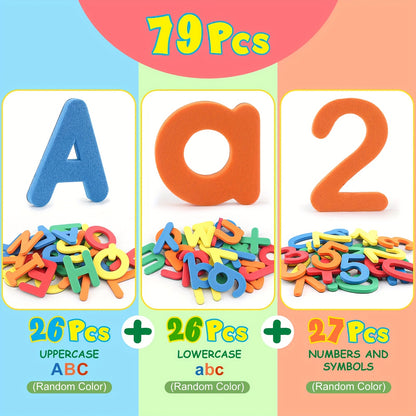 [Christmas, Halloween] 79pcs Magnetic Colorful Alphabet Numbers Set, Educational Spelling & Counting, Learning Toys Gifts For Kids (Christmas, Halloween) - Random Color