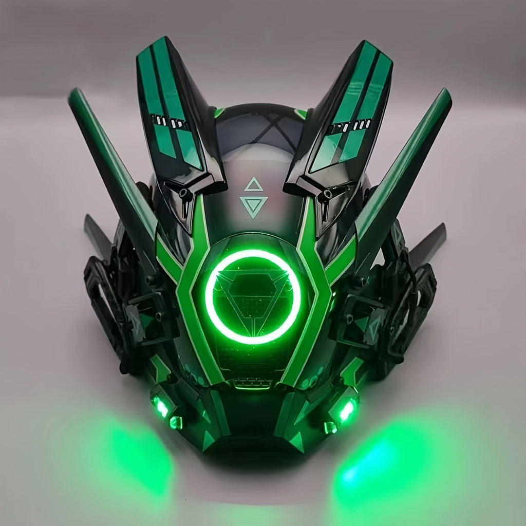 Punk Mask, Unisex LED Luminous Mask Round Light Mechanical Role Playing Props Gift Music Festival Halloween Christmas Cosplay Mask