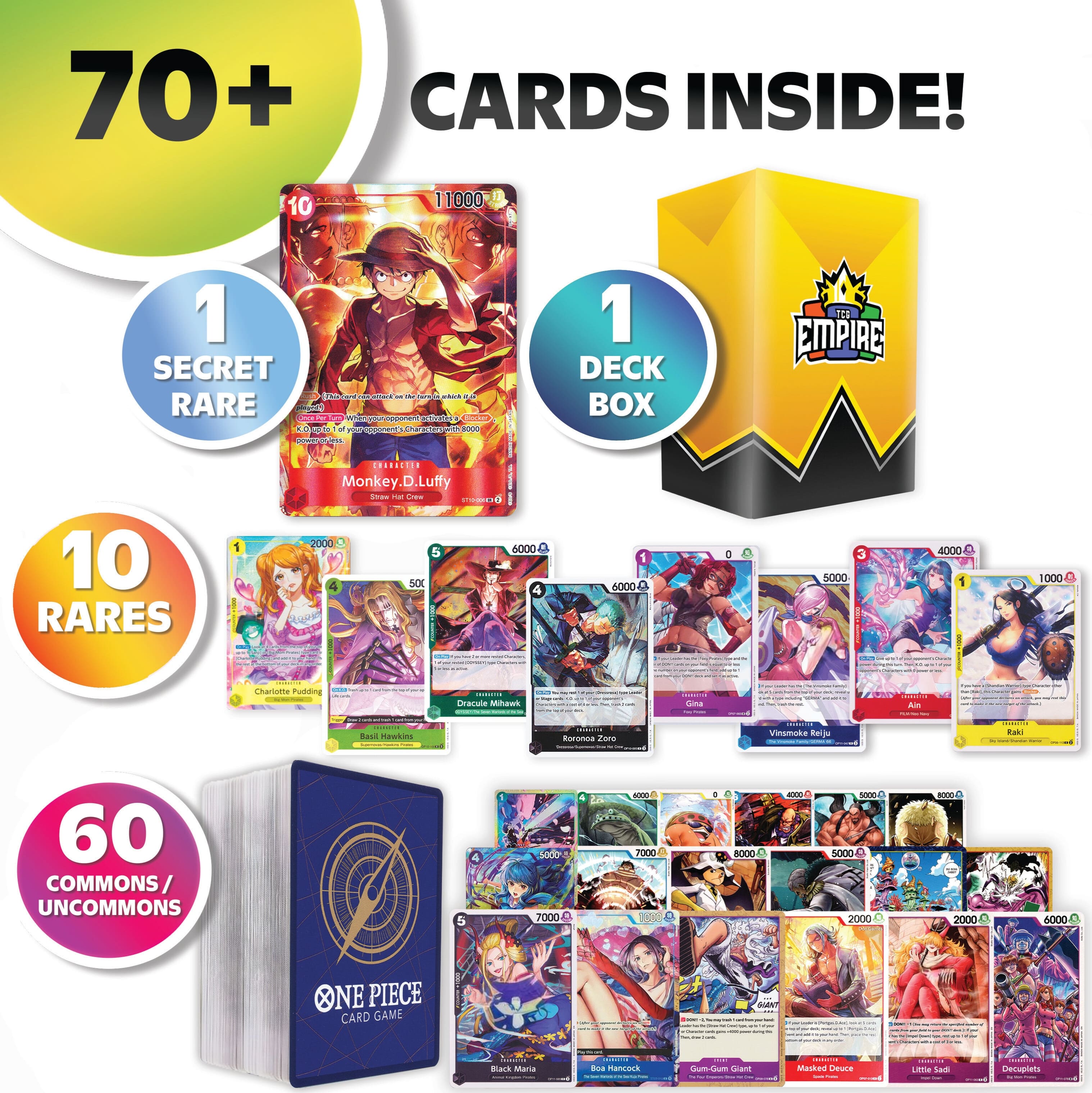 One Piece Card Game Treasure Bundle! | 1x Super Rare Guaranteed! | 10 Holos or Rares + 60 Commons & Uncommons | 70+ Cards! | Perfect Giftable for Players, Collectors & Anime Fans!