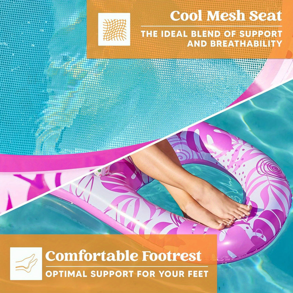 SYNCFUN Inflatable Pool Floats Lounger Adult, Pool Float Lounge Raft Floaties Water Floating Recliner Chair with Cup Holders Foot Rest Swimming Floaty, Suitable for Summer Water Party Games & Activities
