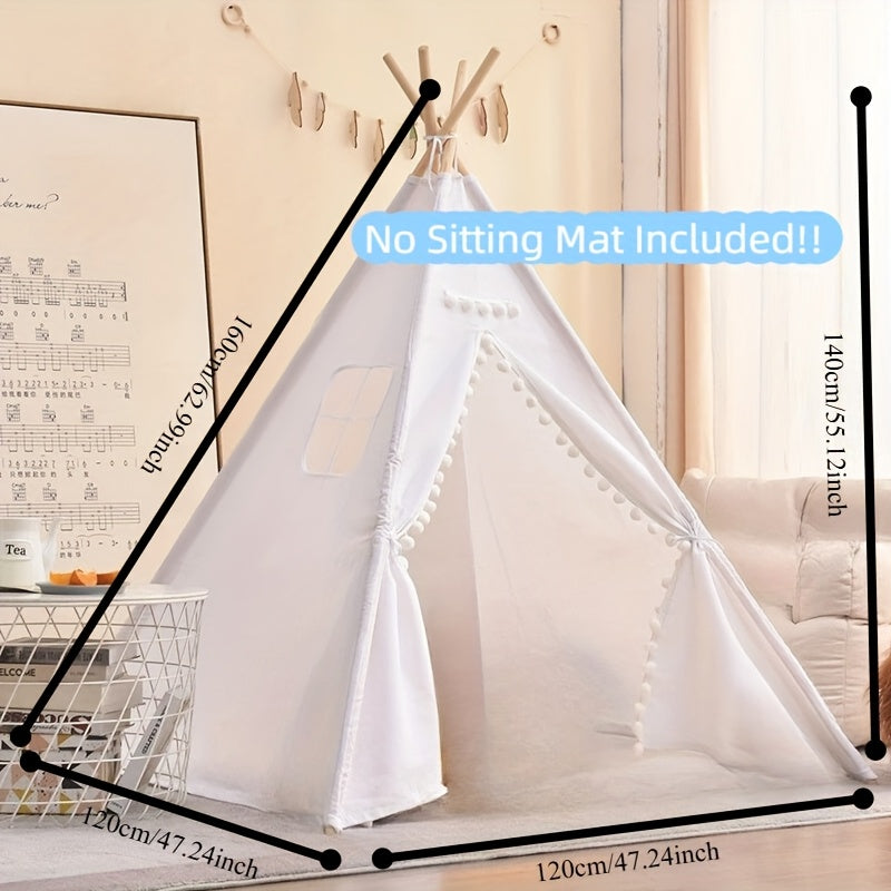 Teepee Tent, Indoor/Outdoor Play Tent Suitable for Nordic Conical Family Princess Small House, Washable Tent for Birthdays And Holidays, Christmas And Halloween (Without Padding)