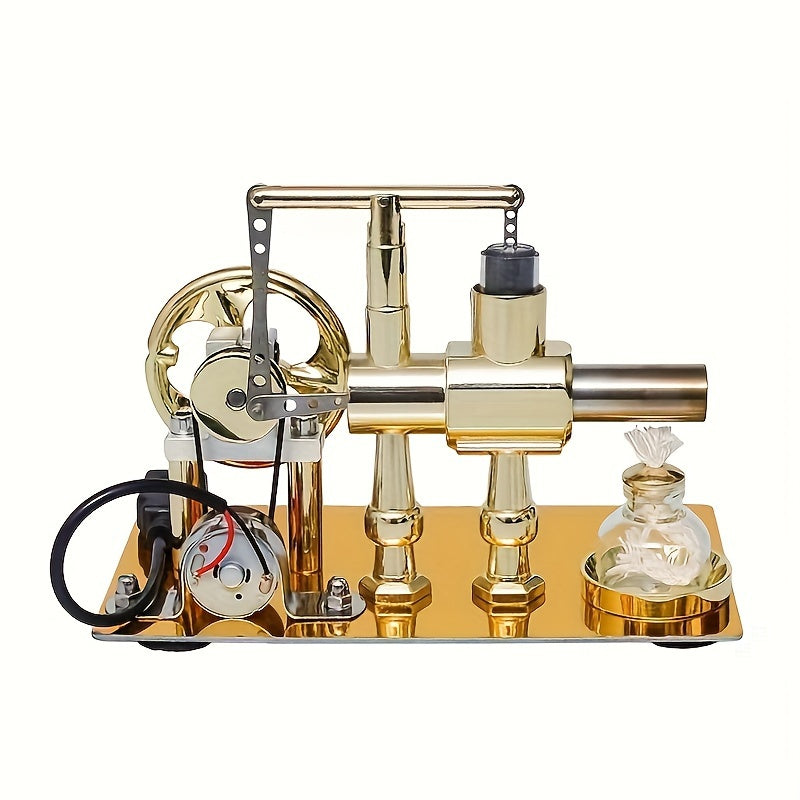 Stirling Engine Engine Generator Kit - Single Cylinder, Stainless Steel Construction Pneumatic Design Educational Physical Science Experiment Model for Learning And Invention Enthusiasts Holiday Gifts