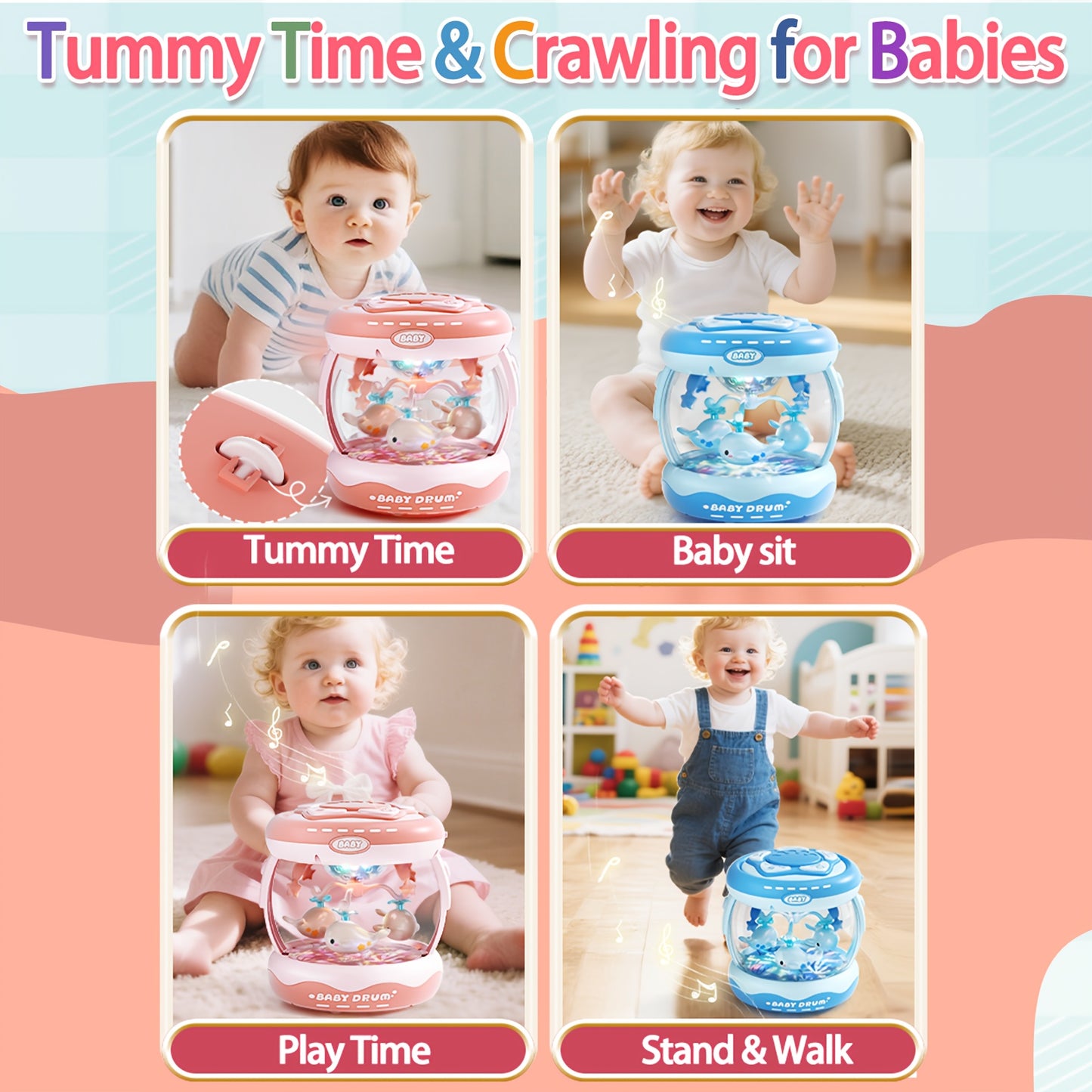 JOVOW, Music Toy For Babies Over 3 Months Old, Interactive Rotating Projector With Music And Animal Sounds, Multi-functional Learning Suitable For Party Music, Sensory Games, Exercise And Sports Skills Development, Suitable For Boys And Girls Over 3