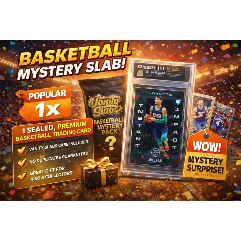 Basketball Collectible Random Card in Display Slab | Rookies, Stars, Autographs or Inserts Guaranteed | Panini & Topps Included | Perfect Gift for Kids & Collectors