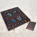 Mancala 4 Player Board Game Set, Luxury Solid Wood Folding Mancala Board, 96+12 Bonus Multi Color Glass Stone Beads Game Instructions Included, Ideal Halloween/Christmas Gift