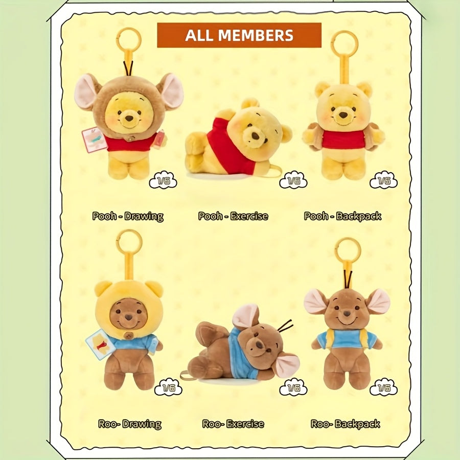 Random 1pc MINISO Disney Winnie The Pooh & Friends Series Figure Ornament. Contains Collectible Figures Of Winnie The Pooh, Tigger, Eeyore, Kanga And Roo with Classic Styled Outfits. Adorable Dolls, Ideal Gifts for All Occasions.