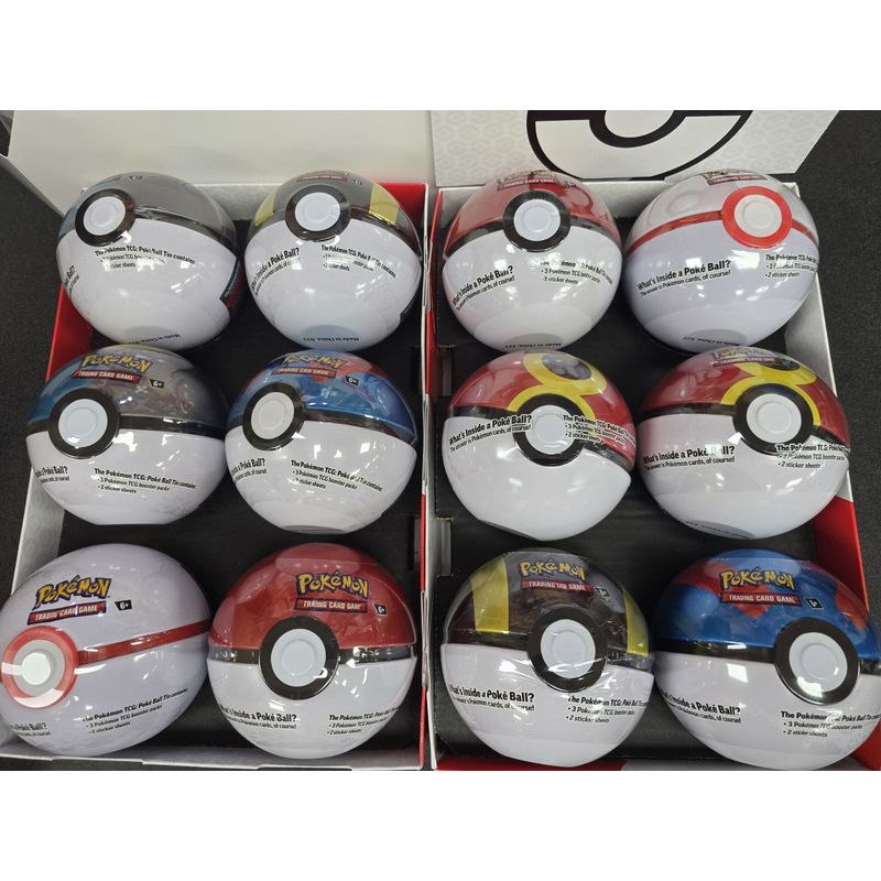 One Pokemon TCG Poke Ball Tin - 3 Booster Packs - Random Pokeball selection- Ultra Ball Great Ball Premier Ball Moon Ball etc.