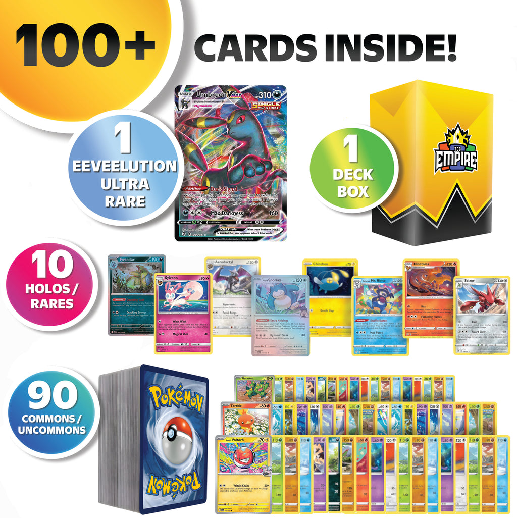 Prismatic Eeveelution Battle Bundle | 100+ Pokémon Cards | 1x Ultra Rare Eeveelution Guaranteed | Holos & Rares Included! | Perfect Gift for Kids & Collectors!