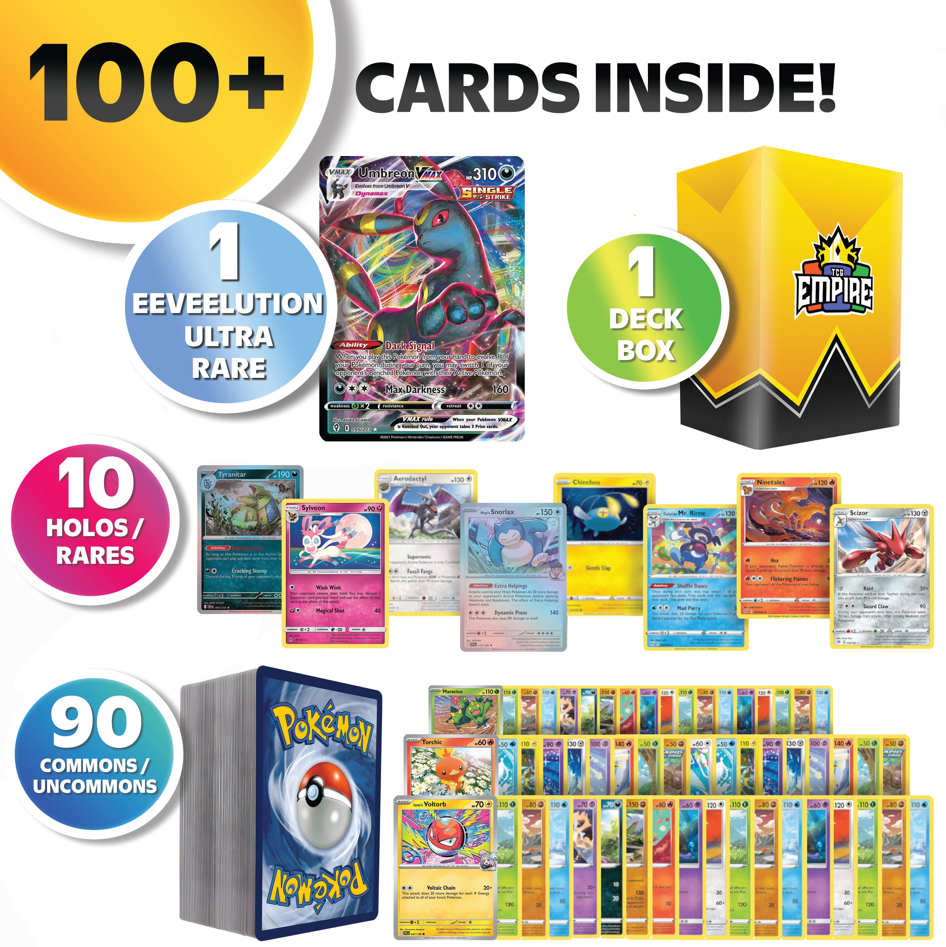 Prismatic Eeveelution Battle Bundle | 100+ Pokémon Cards | 1x Ultra Rare Eeveelution Guaranteed | Holos & Rares Included! | Perfect Gift for Kids & Collectors!