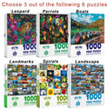 3 Pack Challenging 1000 Piece Large Jigsaw Puzzle for Adults, for Family Game Night, Birthday/Christmas/Holiday/Easter Gift, DIY Home Decor, Puzzles with Letters on Back, Fusine Lake, Jungle Parrots, Leopard in the Jungle, Travel Landscape, Scenic Spots i