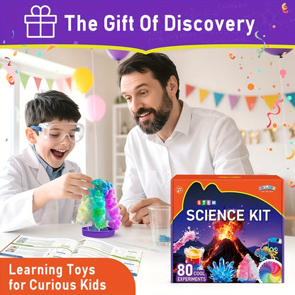 [Birthday Christmas Gifts] 60/80/105 Lab Experiments, Wonder Science Kit, Experiments Educational Toy for Kids, Growing Crystal, Explore Chemistry Reactions & STEM Lab Activities, Birthday Christmas Gifts for Boys And Girls Children Ages 6-12