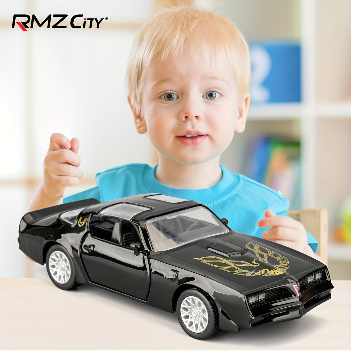 RMZ 1:36 Pontiac Firebird Zinc Alloy Toy Car Model, Openable Doors Pull-Back Vehicle Highly Detailed Static Display Ornament, Collectible Miniature For Home Decor, Ideal Gift For Muscle Car Enthusiasts & Kids Ages 3+ Boys Girls
