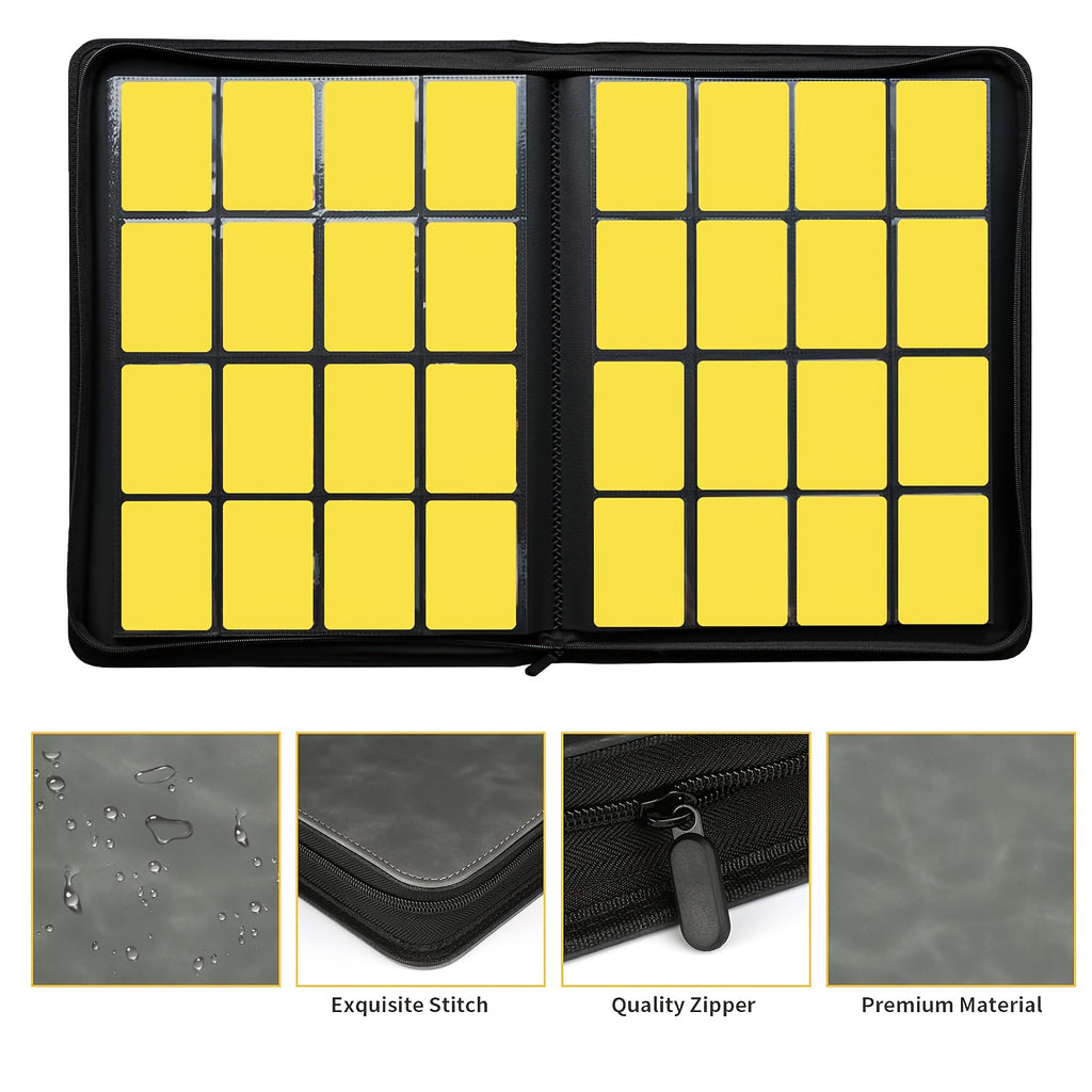 Large-capacity Multi-pocket Trading Card Binder, 16-pocket Double-sided Ringless Card Binder Album Folder - Premium Side-loading Zipper Binder, Suitable For Trading Cards, TCG, Sports, And Game Trading Cards - Provides Ample Space To Keep All