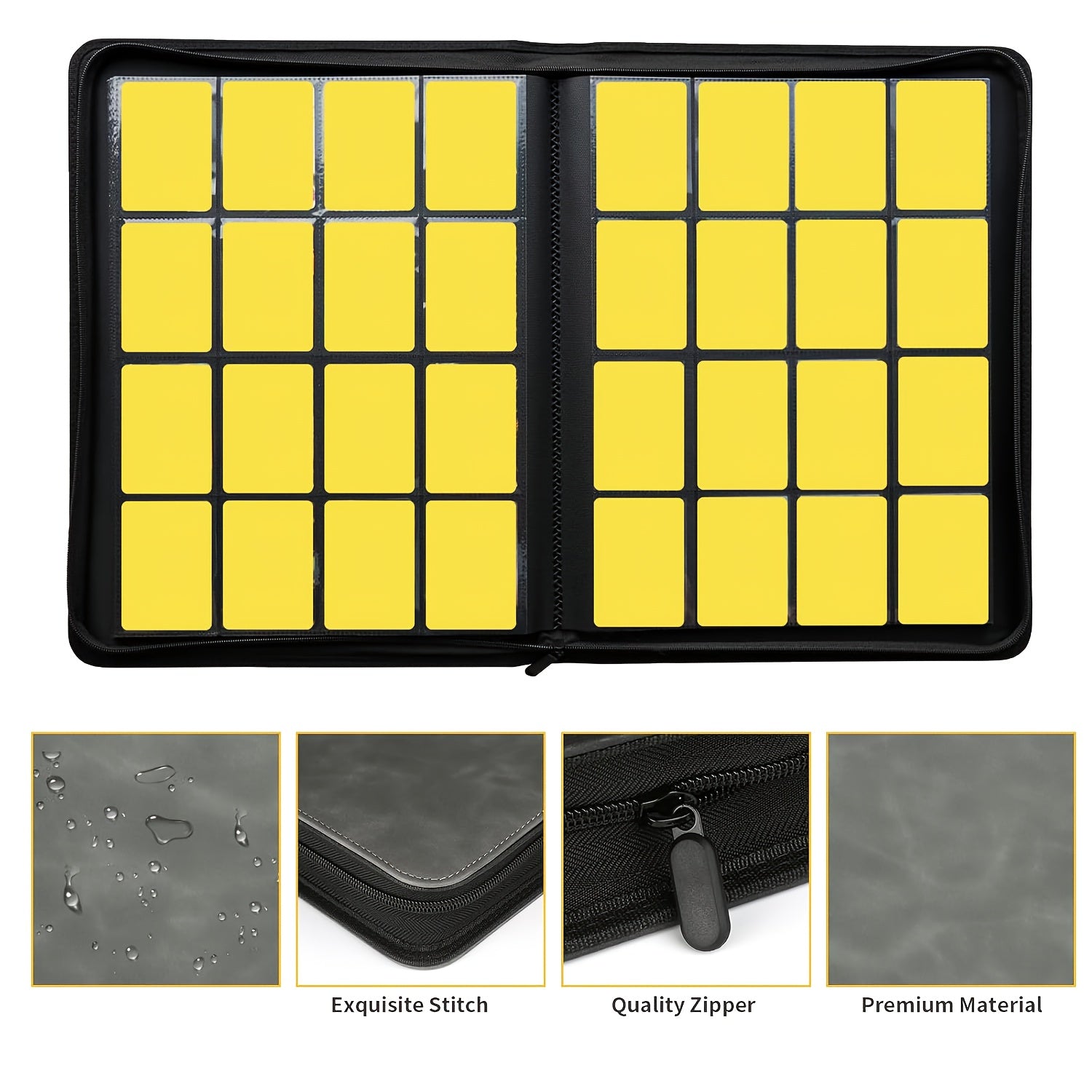 Large-capacity Multi-pocket Trading Card Binder, 16-pocket Double-sided Ringless Card Binder Album Folder - Premium Side-loading Zipper Binder, Suitable For Trading Cards, TCG, Sports, And Game Trading Cards - Provides Ample Space To Keep All