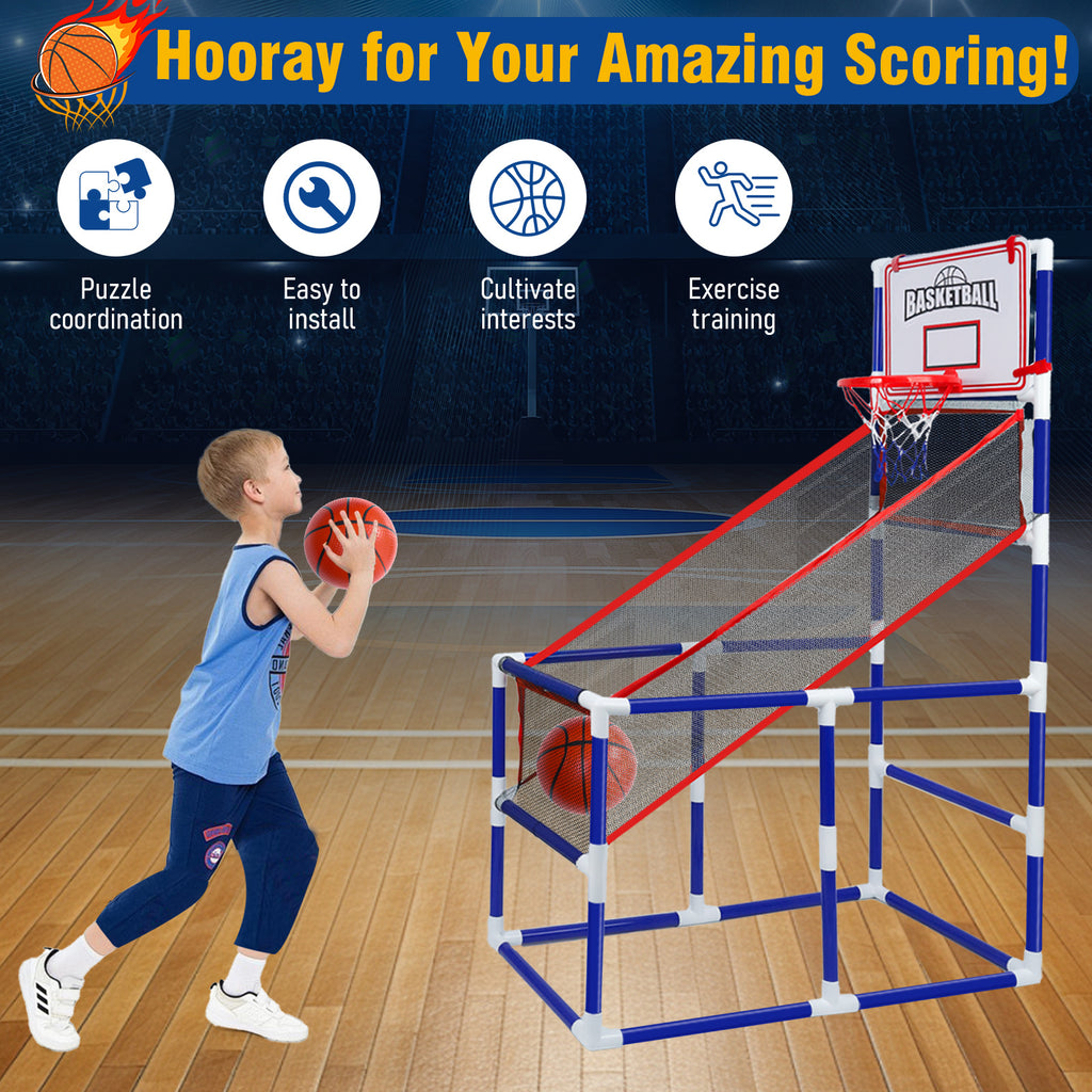 Basketball Game Set with 2 Balls for Kids,Adjustable Toy Game Sport with Storage for 3 to 6 Years Old, Kids Basketball Hoop Suited for Outdoor and Indoor
