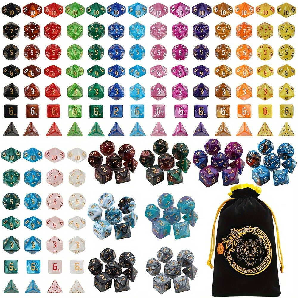 182pcs CiaraQ DND Dice Set Compatible for D&D RPG MTG - Complete Polyhedral Dice with Large Flannel Bag, D20 D12 D10 D8 D6 D4, Tabletop Game Dice Gift for Gamemasters, Great for Christmas & RPG Tabletop Games (182pcs)