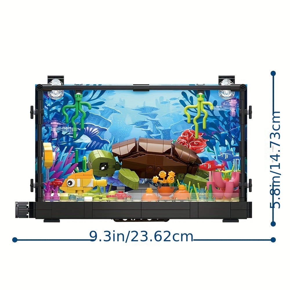 Building Block Aquarium Set with Marine Turtle & Fish Tank - 's Ark Animal Model, Creative Building Toy Suitable for, Easy Assembly, No /, Home Decor Gift