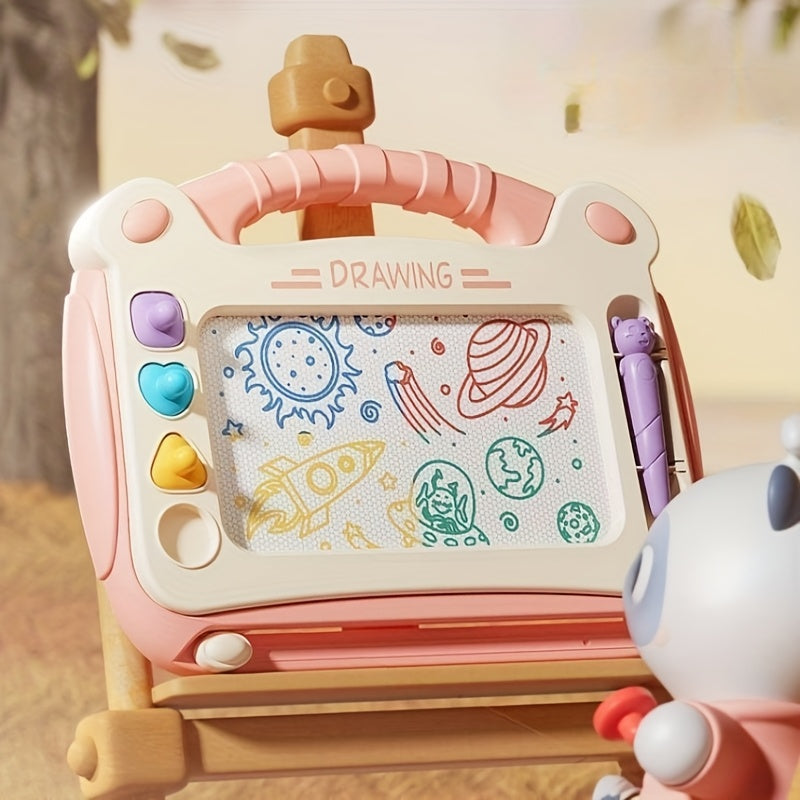 A Drawing Board for Kids That Includes Four Stamps, Four Holders, And One Pen. It'S an Educational Toy Designed for Learning, Perfect for Doodling, And Serves As a Smart Learning Tool. This Makes a Great Birthday Present for Both Boys And Girls