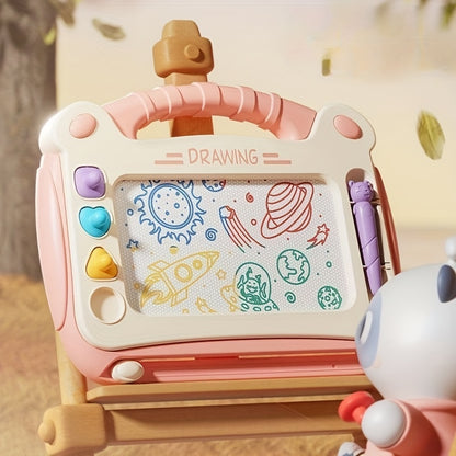 A Drawing Board for Kids That Includes Four Stamps, Four Holders, And One Pen. It'S an Educational Toy Designed for Learning, Perfect for Doodling, And Serves As a Smart Learning Tool. This Makes a Great Birthday Present for Both Boys And Girls