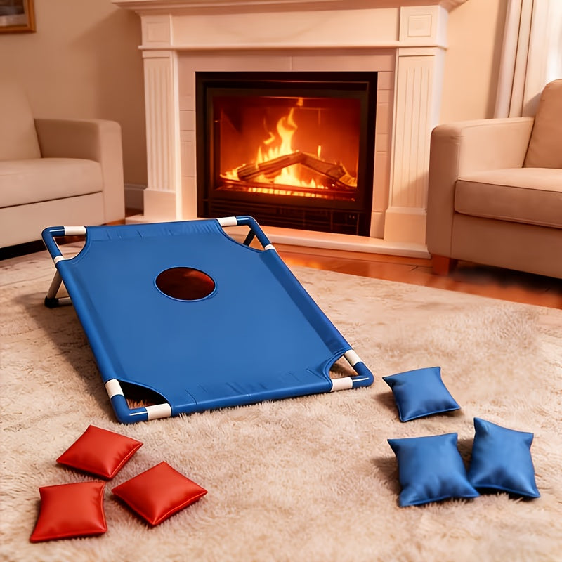 [Portable Beanbag Game] 1 Portable Beanbag Throwing Game Kit - Foldable, Durable, And Portable, Perfect for Outdoor Parties, Camping, And Backyard Fun - Available in Red And Blue Upgraded Versions, Includes 1 Hole Board And 12 Beanbags, Red And Blue Two-T