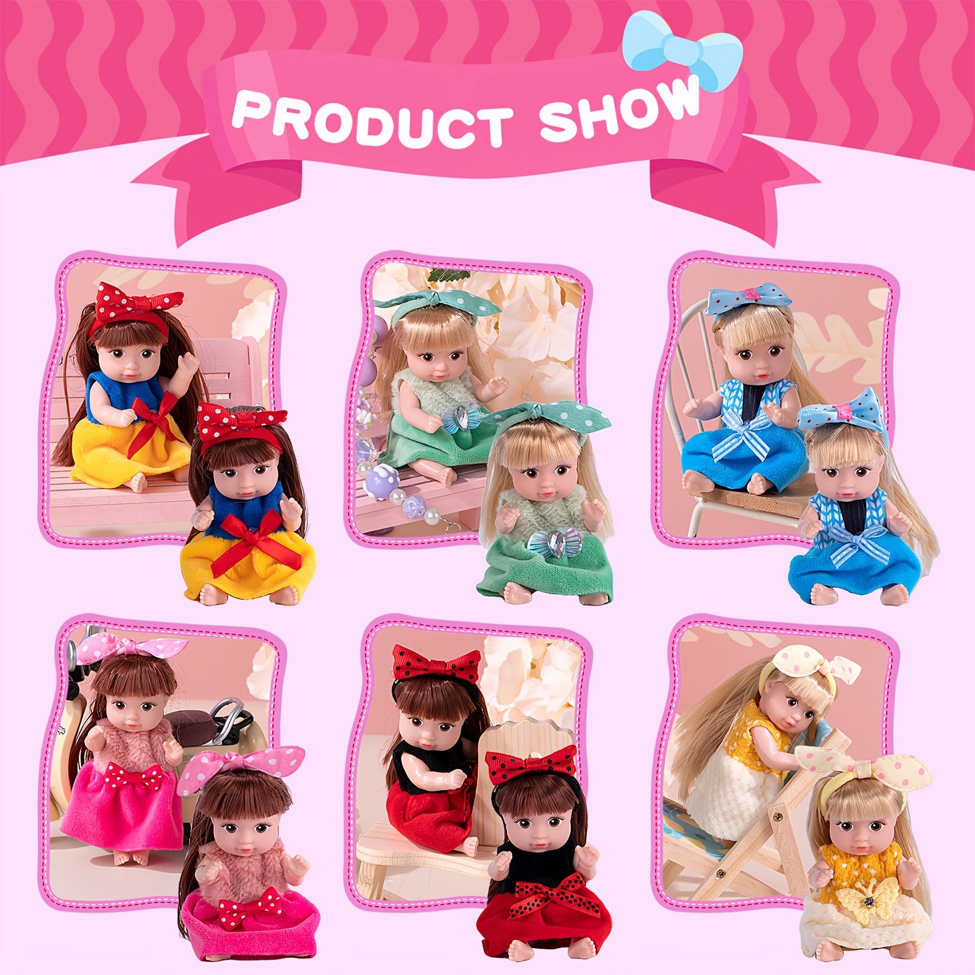 Set of 6 Fashion Dolls, Each 4 Inches Tall - Features 6 Distinct Dolls with Stylish Hair, Movable Limbs, And Adorable Outfits, Perfect As Collectible Toys Or Gifts for Children During Halloween And Christmas
