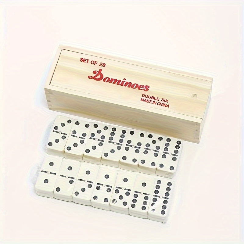 Double 6 Dominoes Set - Classic Family Game Night, Smooth End 28pcs Set in Stylish Wooden Case Perfect for Gatherings And Fun-Filled Evenings