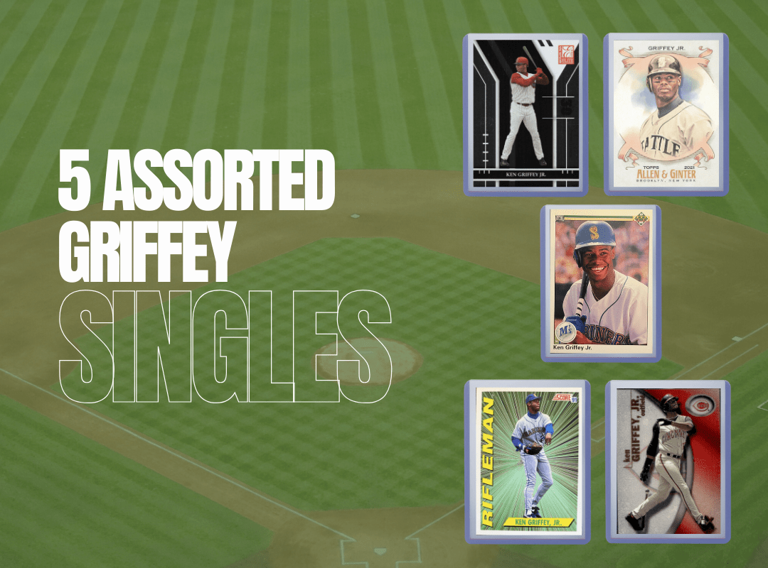 Ken Griffey Jr. Baseball Cards (5) ASSORTED MLB baseball Trading Cards - Perfect for any collector or gift