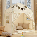 Extra Large Kids Play Tent with Flags, Portable & Foldable Teepee, Indoor Outdoor Dome Tent Playhouse, Bed Tent Bed Canopy for Boys & Girls, 59x39x59in, Toys Not Include, Christmas & Halloween